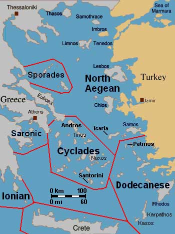 map of aegean islands