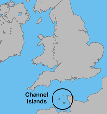 Map showing the location of the Channel Islands