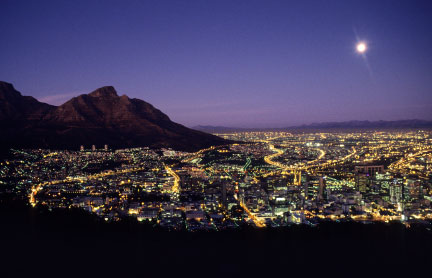 view of Cape Town at night